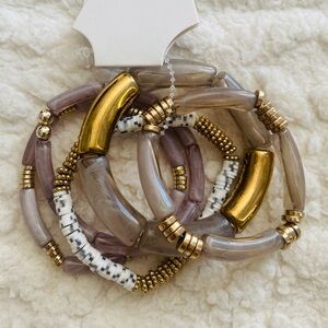 Gold and Grey Beaded Bracelets